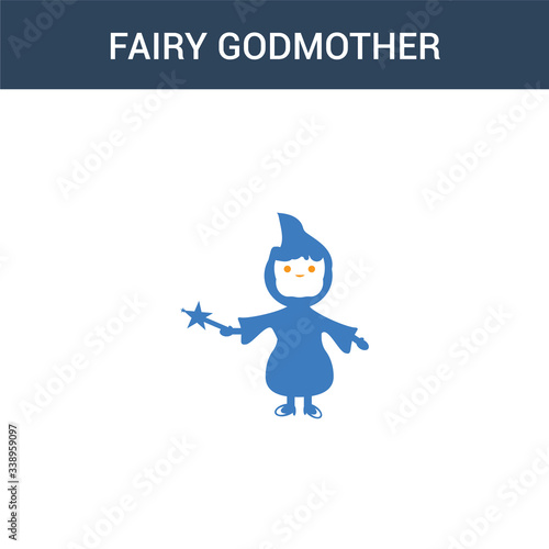 two colored fairy godmother concept vector icon. 2 color fairy godmother vector illustration. isolated blue and orange eps icon on white background.