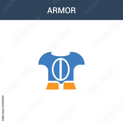 two colored Armor concept vector icon. 2 color Armor vector illustration. isolated blue and orange eps icon on white background.