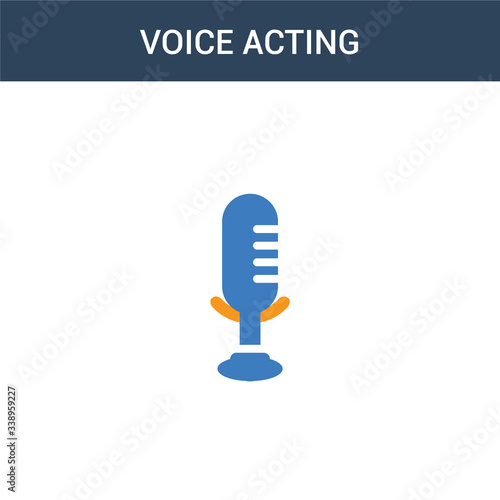 two colored voice acting concept vector icon. 2 color voice acting vector illustration. isolated blue and orange eps icon on white background.