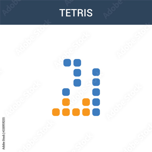 two colored Tetris concept vector icon. 2 color Tetris vector illustration. isolated blue and orange eps icon on white background.