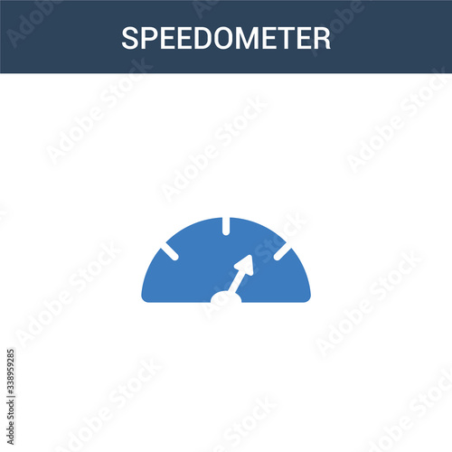 two colored Speedometer concept vector icon. 2 color Speedometer vector illustration. isolated blue and orange eps icon on white background.
