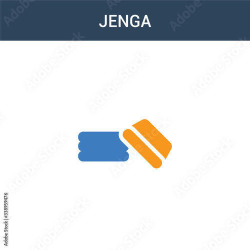 two colored Jenga concept vector icon. 2 color Jenga vector illustration. isolated blue and orange eps icon on white background.