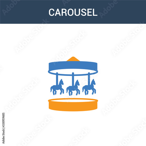 two colored Carousel concept vector icon. 2 color Carousel vector illustration. isolated blue and orange eps icon on white background.