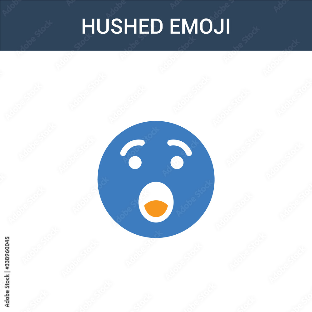 Fototapeta premium two colored Hushed emoji concept vector icon. 2 color Hushed emoji vector illustration. isolated blue and orange eps icon on white background.