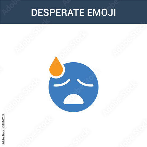 two colored Desperate emoji concept vector icon. 2 color Desperate emoji vector illustration. isolated blue and orange eps icon on white background.