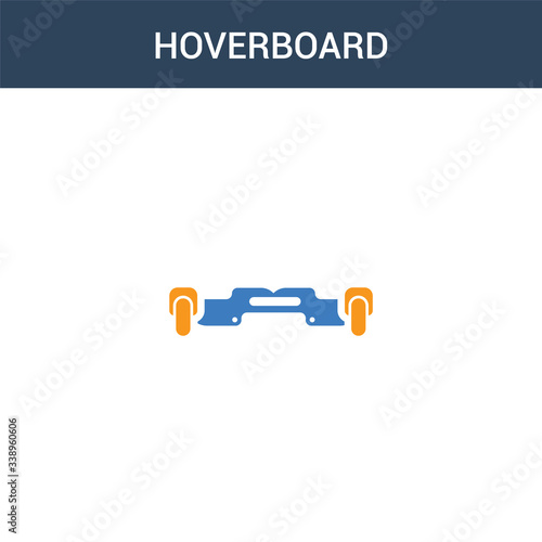 two colored Hoverboard concept vector icon. 2 color Hoverboard vector illustration. isolated blue and orange eps icon on white background.