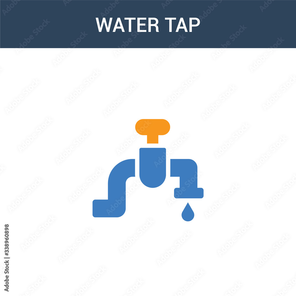 two colored Water tap concept vector icon. 2 color Water tap vector illustration. isolated blue and orange eps icon on white background.