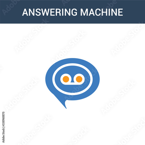 two colored answering machine concept vector icon. 2 color answering machine vector illustration. isolated blue and orange eps icon on white background.