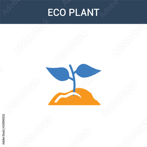 two colored eco Plant concept vector icon. 2 color eco Plant vector illustration. isolated blue and orange eps icon on white background.