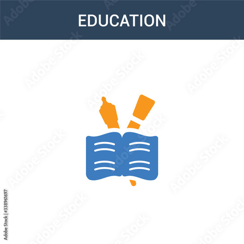two colored Education concept vector icon. 2 color Education vector illustration. isolated blue and orange eps icon on white background.