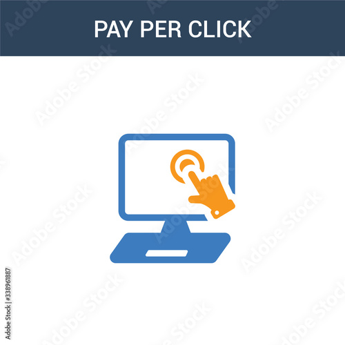 two colored Pay per click concept vector icon. 2 color Pay per click vector illustration. isolated blue and orange eps icon on white background.