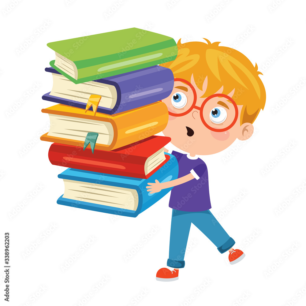 Cute Funny Kid Carrying Books Cute Funny Kid Carrying Books