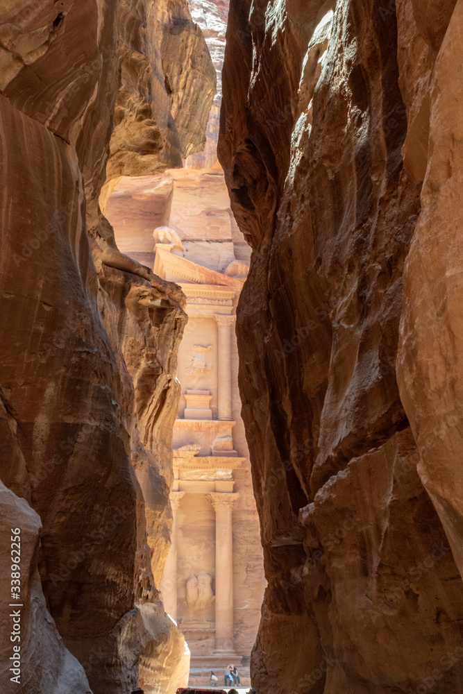 The Petra Treasury as viewed from the Siq