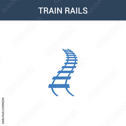 two colored Train Rails concept vector icon. 2 color Train Rails vector illustration. isolated blue and orange eps icon on white background.