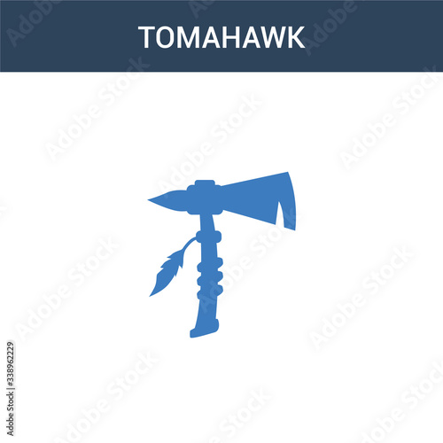 two colored Tomahawk concept vector icon. 2 color Tomahawk vector illustration. isolated blue and orange eps icon on white background.