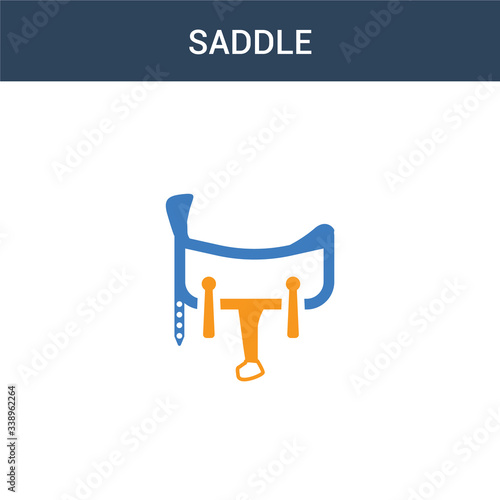 two colored Saddle concept vector icon. 2 color Saddle vector illustration. isolated blue and orange eps icon on white background.