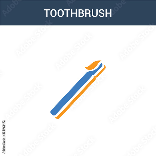 two colored Toothbrush concept vector icon. 2 color Toothbrush vector illustration. isolated blue and orange eps icon on white background. © BestVectorStock