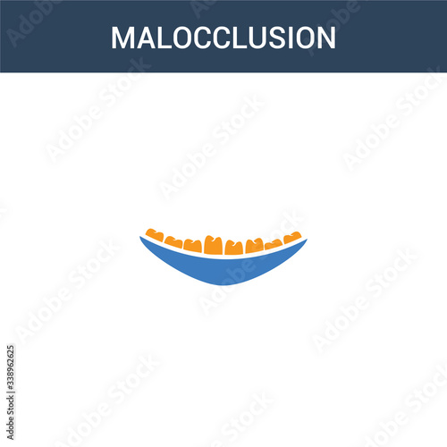 two colored Malocclusion concept vector icon. 2 color Malocclusion vector illustration. isolated blue and orange eps icon on white background.