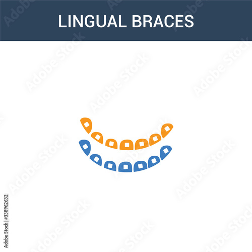 two colored Lingual braces concept vector icon. 2 color Lingual braces vector illustration. isolated blue and orange eps icon on white background.
