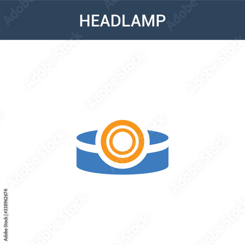 two colored Headlamp concept vector icon. 2 color Headlamp vector illustration. isolated blue and orange eps icon on white background.