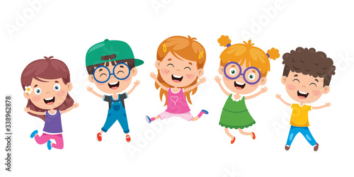 Group Of Funny Children Jumping