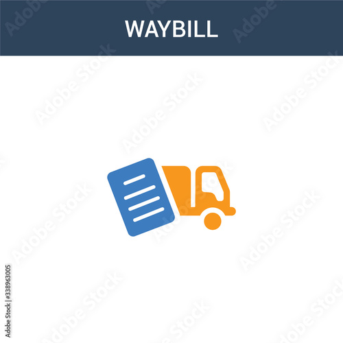 two colored waybill concept vector icon. 2 color waybill vector illustration. isolated blue and orange eps icon on white background.