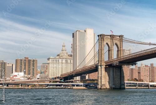 The Brooklyn Bridge and Manhattan buildings, New York City, USA © jovannig