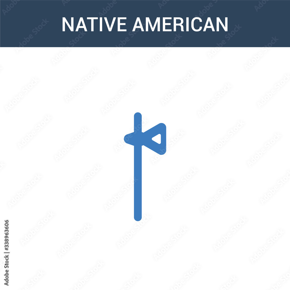 two colored Native American Tomahawk concept vector icon. 2 color ...