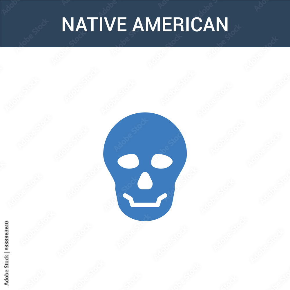 two colored Native American Skull concept vector icon. 2 color Native American Skull vector illustration. isolated blue and orange eps icon on white background.