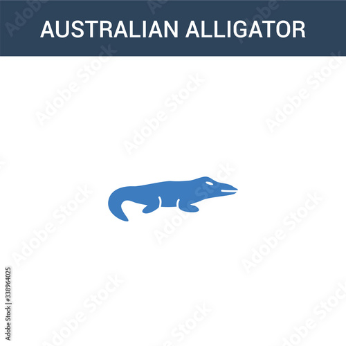 two colored Australian Alligator concept vector icon. 2 color Australian Alligator vector illustration. isolated blue and orange eps icon on white background.