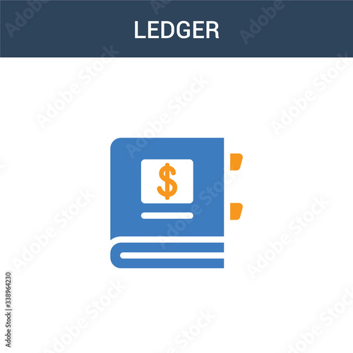 two colored Ledger concept vector icon. 2 color Ledger vector illustration. isolated blue and orange eps icon on white background.
