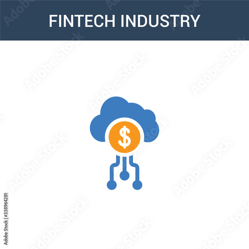 two colored fintech industry concept vector icon. 2 color fintech industry vector illustration. isolated blue and orange eps icon on white background.