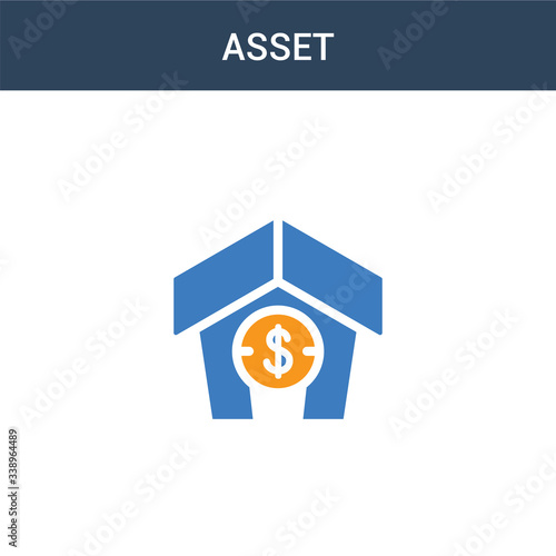 two colored asset concept vector icon. 2 color asset vector illustration. isolated blue and orange eps icon on white background.