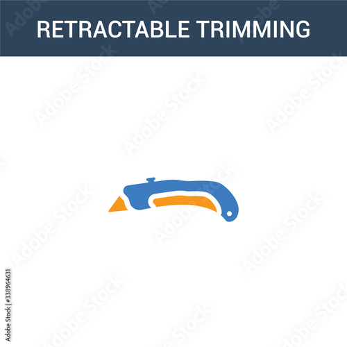 two colored Retractable trimming knife concept vector icon. 2 color Retractable trimming knife vector illustration. isolated blue and orange eps icon on white background.