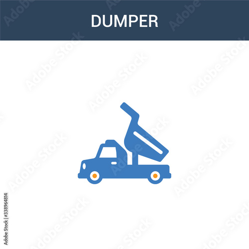 two colored Dumper concept vector icon. 2 color Dumper vector illustration. isolated blue and orange eps icon on white background.