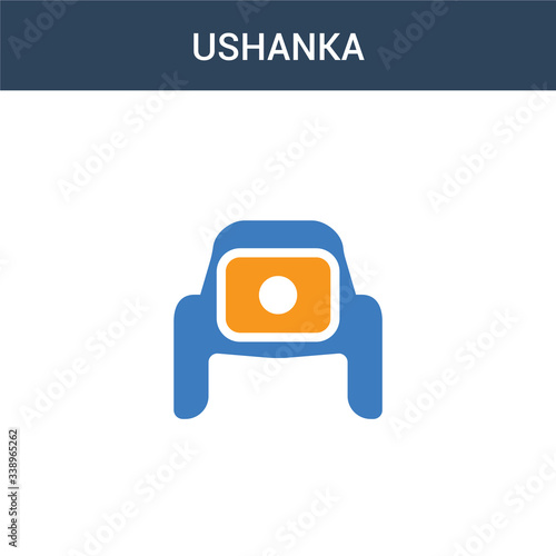 two colored ushanka concept vector icon. 2 color ushanka vector illustration. isolated blue and orange eps icon on white background.