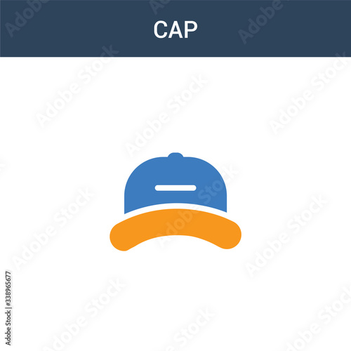 two colored Cap concept vector icon. 2 color Cap vector illustration. isolated blue and orange eps icon on white background.