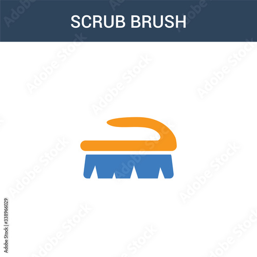 two colored scrub brush concept vector icon. 2 color scrub brush vector illustration. isolated blue and orange eps icon on white background.