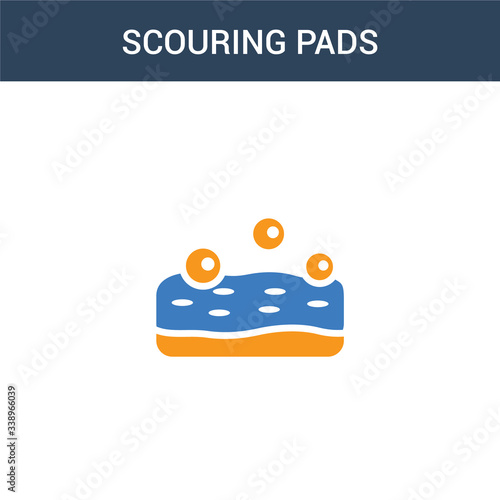 two colored scouring pads concept vector icon. 2 color scouring pads vector illustration. isolated blue and orange eps icon on white background.