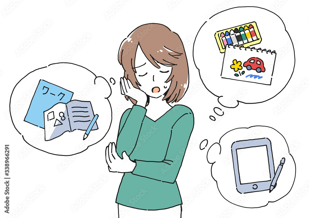 長期休み 自宅保育に悩むお母さんのイラスト Stock Illustration Adobe Stock 長期休み 自宅保育に悩むお母さんのイラスト Stock Illustration Adobe Stock