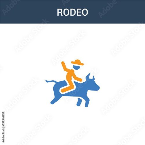 two colored rodeo concept vector icon. 2 color rodeo vector illustration. isolated blue and orange eps icon on white background.
