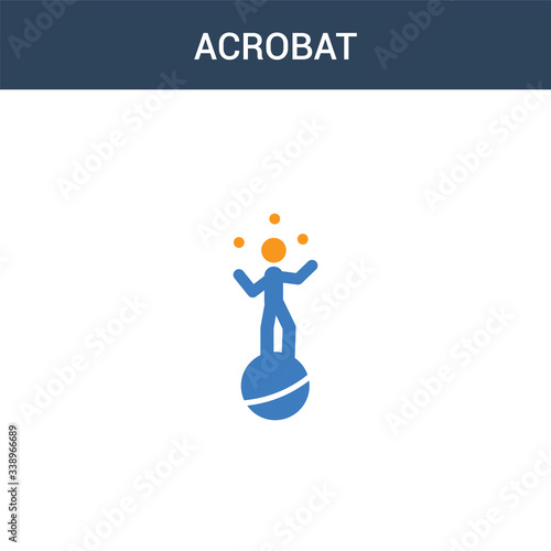 two colored Acrobat concept vector icon. 2 color Acrobat vector illustration. isolated blue and orange eps icon on white background.