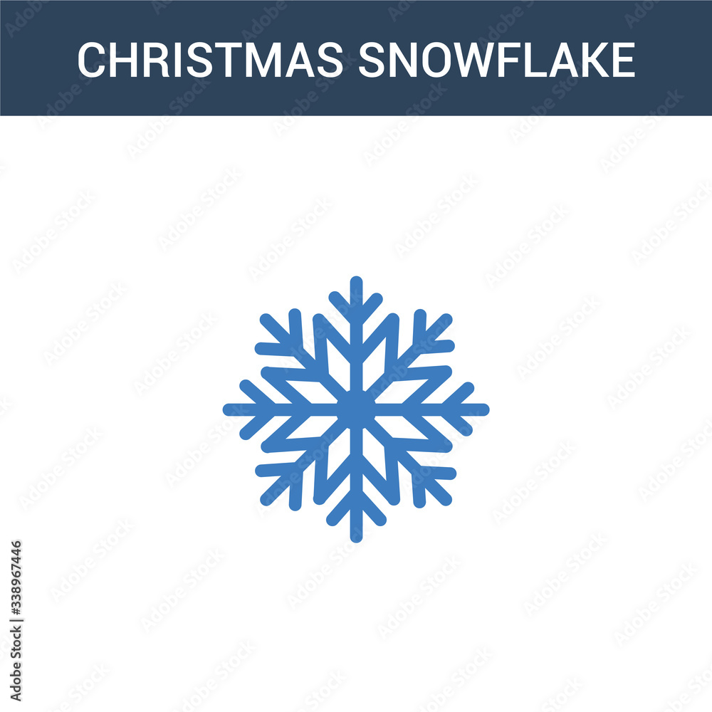 two colored christmas snowflake concept vector icon. 2 color christmas snowflake vector illustration. isolated blue and orange eps icon on white background.