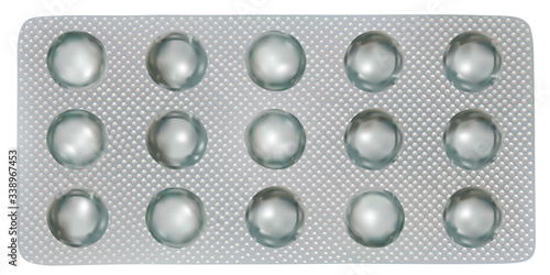 Blister with pills and drugs capsules