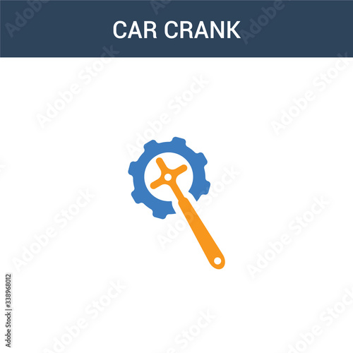 two colored car crank concept vector icon. 2 color car crank vector illustration. isolated blue and orange eps icon on white background.