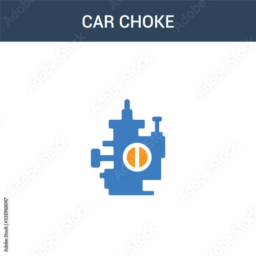 two colored car choke concept vector icon. 2 color car choke vector illustration. isolated blue and orange eps icon on white background.