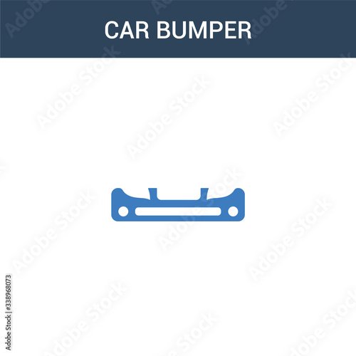 two colored car bumper concept vector icon. 2 color car bumper vector illustration. isolated blue and orange eps icon on white background.