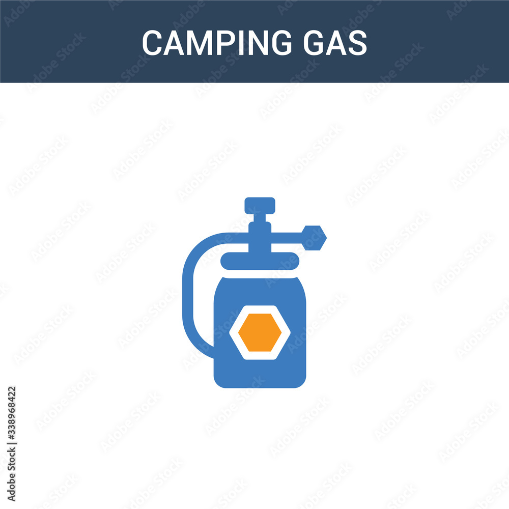 Fototapeta premium two colored Camping gas concept vector icon. 2 color Camping gas vector illustration. isolated blue and orange eps icon on white background.