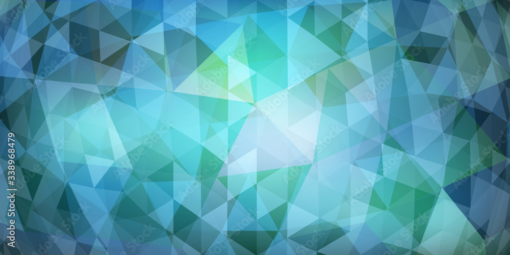 Abstract colorful mosaic background of translucent triangles in light blue colors
