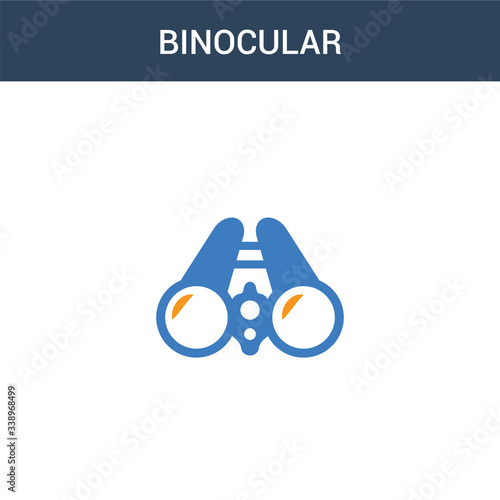 two colored Binocular concept vector icon. 2 color Binocular vector illustration. isolated blue and orange eps icon on white background.